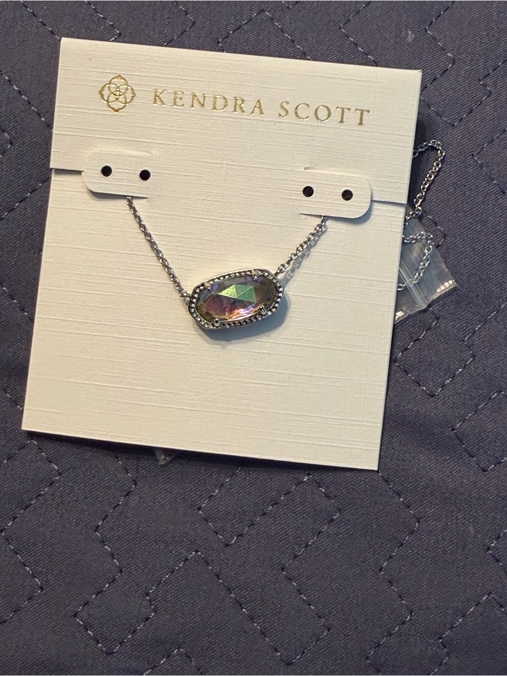 Kendra Scott Silver Aurora Oval Pendant Necklace-New
